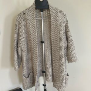 Wool Blend Open-Front Cardigan
